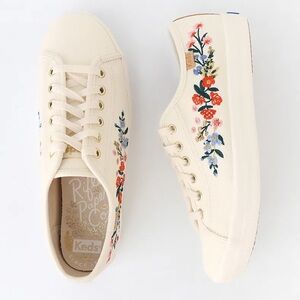 Keds x Rifle Paper Co. Kickstart Cream Vine Embroidered Sneakers size 8